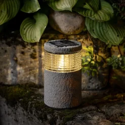Northlight solcellebelysning minipullert i stein-look 30 cm