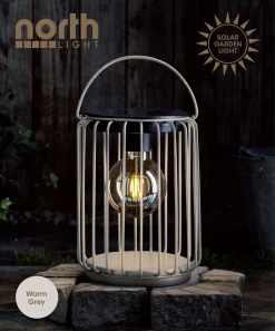 Northlight solcellelykt kurvlykt sylinder, grå