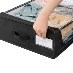 Oppbevaring under seng 18 cm, sengeskuff med hjul, stoff