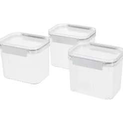 Oppbevaringsbokser plast, stabelbare, 0,8 l, 3-pakning
