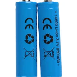 Oppladbart batteri 14500 49 mm, 3,7 V/850 mAh Li-Ion, 2-pakning