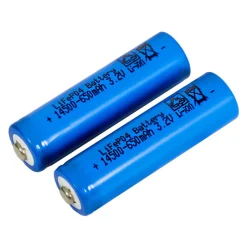 Oppladbart batteri 14500, 3,2 V/650 mAh LiFePO4, 2-pakning
