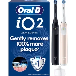 Oral-B iO2 Duo elektrisk tannbørste, 3 børstemoduser, 2-pakning