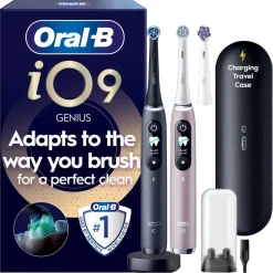Oral-B iO9 elektrisk tannbørste Duo, 7 børstemodi, 2-pakning