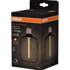 Osram Decor Black LED E27 Straw rett filament dimbar