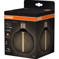 Osram Decor Black LED E27 Straw rett filament dimbar