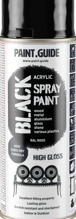 Paintguide spraymaling svart RAL9005, 400 ml