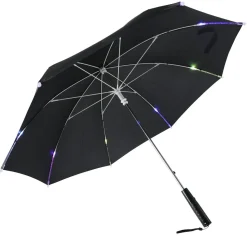 Paraply med LED-lys, svart, 103 cm diameter
