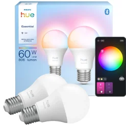Philips Hue Essential E27 LED 8 W, hvitt og farget lys, 2-pakning