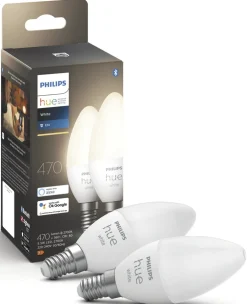 Philips Hue White LED-pære 5,5 W E14, Bluetooth 2-pakning