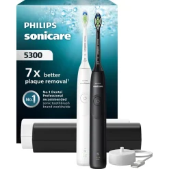 Philips Sonicare 5300 Duo elektrisk tannbørste svart, hvit, 2-pakning