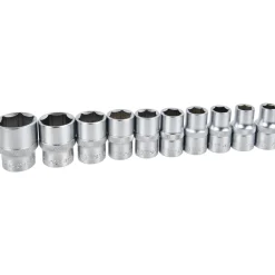 Pipesett 1/2" sekskant 10–24 mm, 10 deler