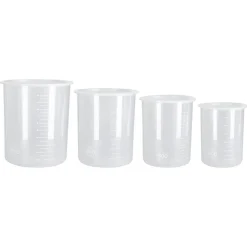 Plastbokser med lokk og volummarkering, 4-pakning
