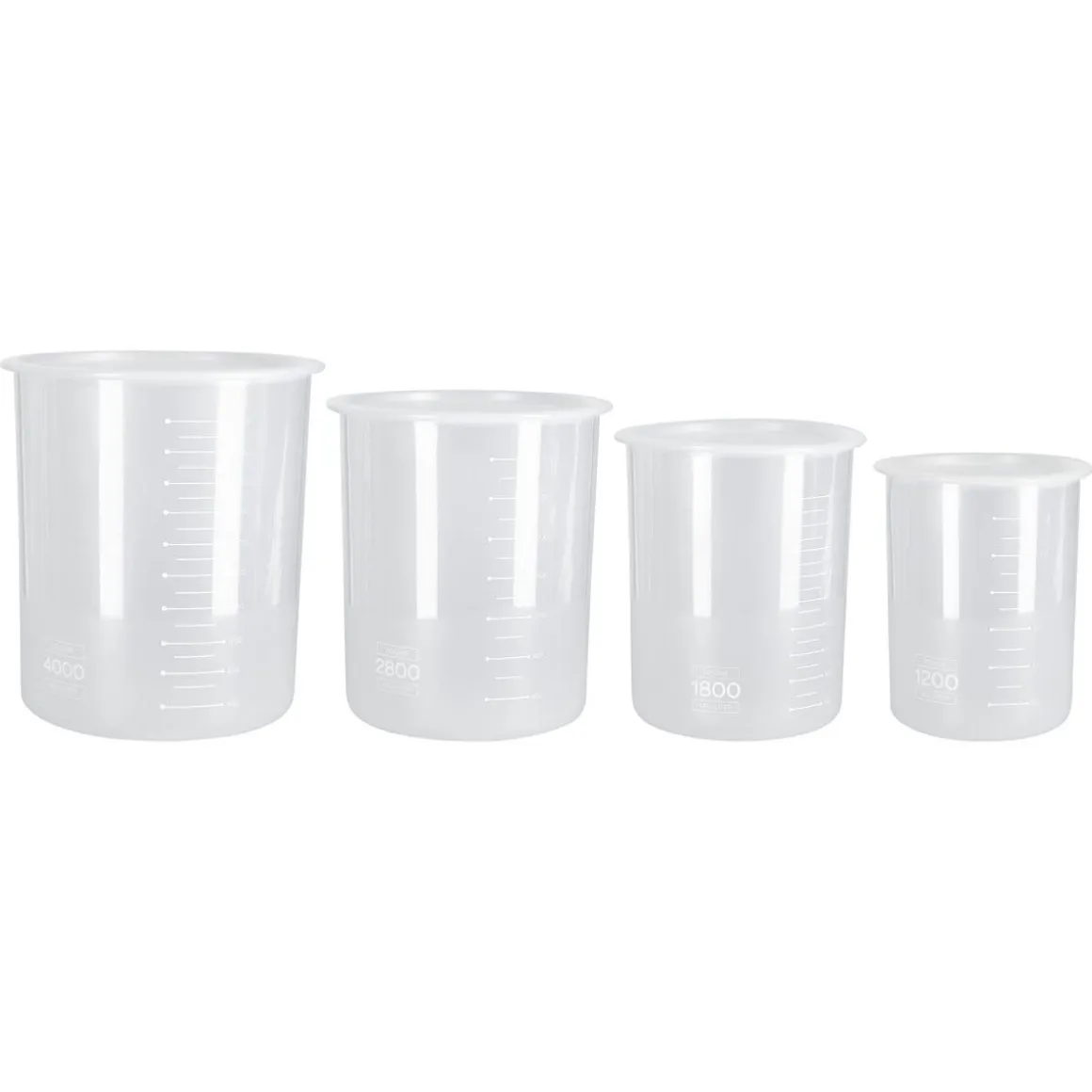 Plastbokser med lokk og volummarkering, 4-pakning