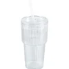 Plastkopp med lokk og sugerør, 550 ml