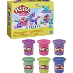 Play-Doh Sparkle glitter modelleire 6-pakning, fra 2 år