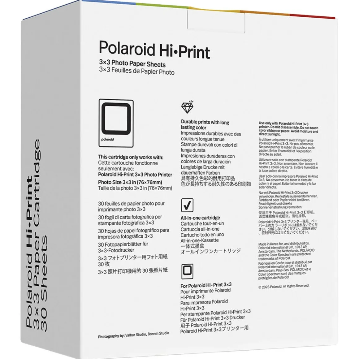 Polaroid Hi-Print 3x3 fotopapir, 30-pakning
