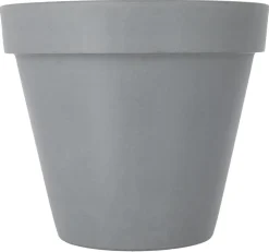 Potte i komposittmaterial til bruk ute og inne, grå