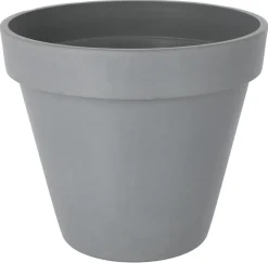 Potte i komposittmaterial til bruk ute og inne, grå