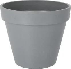Potte i komposittmaterial til bruk ute og inne, grå