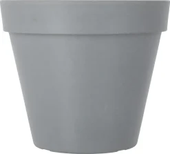 Potte i komposittmaterial til bruk ute og inne, grå