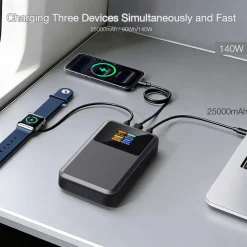 Powerbank tre porter 25 000 mAh, 140 W