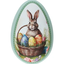 Påskeegg metall, med påskemotiv, 14,5 cm