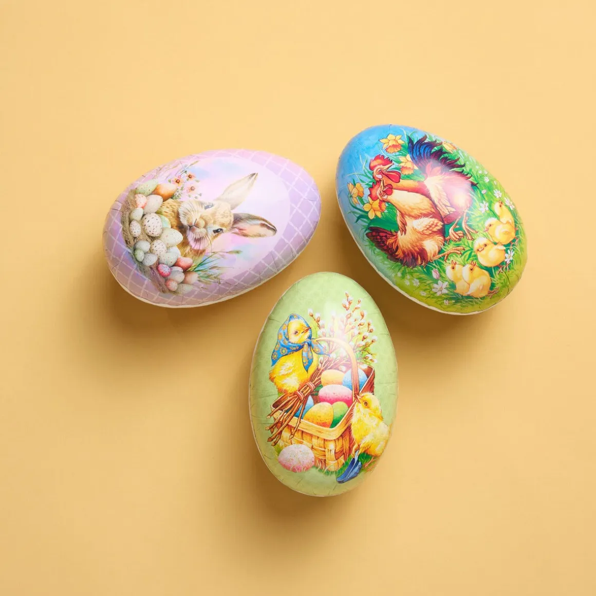 Påskeegg papp med klassiske påskemotiv, 15 cm