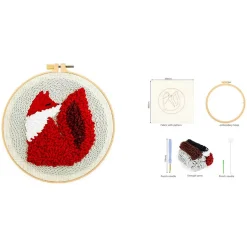 Punch Needle broderisett med dyremotiv, for voksne