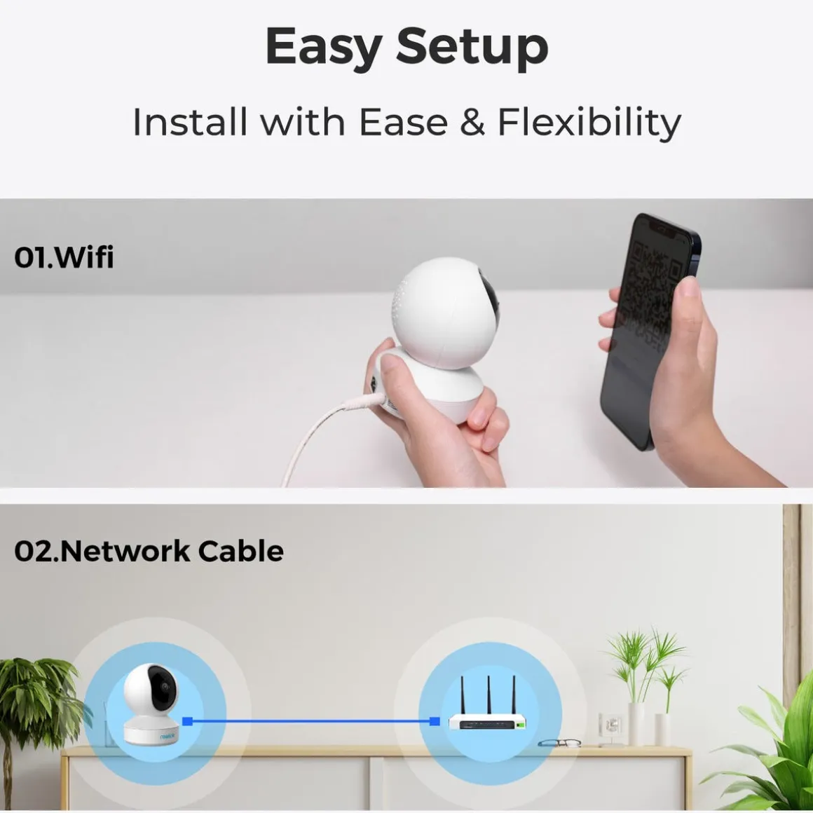 Reolink E1 wifi innendørs overvåkningskamera