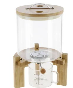 Ris- og gryndispenser i glass med tappekran og lokk, 5 l