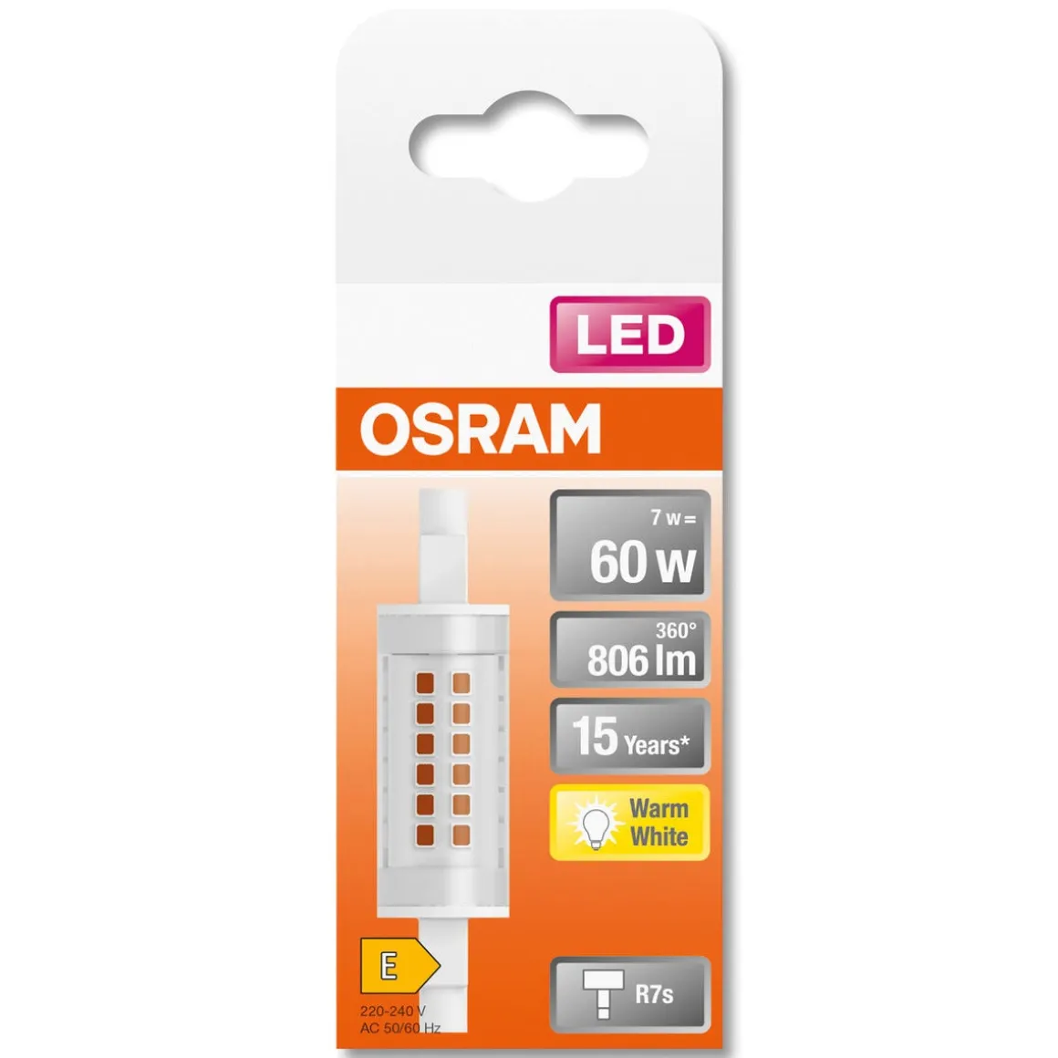 R7s LED-pære rørform Slimline 7 W 78 mm Osram