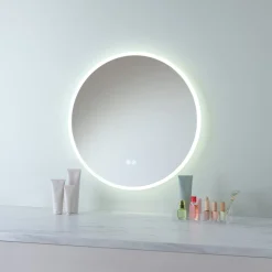 Rundt baderomsspeil med dimbart lys, hvitt, 60 cm