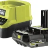 Ryobi Compact RC18120-120C batteri og lader 18 V