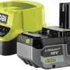 Ryobi ONE+ batteri og lader 18 V 4,0 Ah RC18120-140X