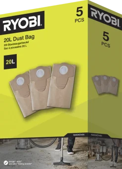 Ryobi støvsugerposer 20 liter RAKWDV05, 5-pakning