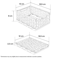 Sammenleggbar boks av resirkulert plast, XS 16,5 x 12 x 8 cm