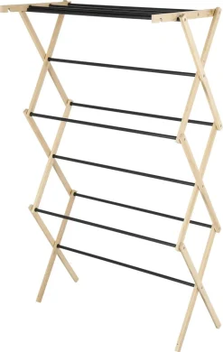 Sammenleggbart tørkestativ, tre og metall