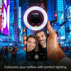 SBS RGB Selfie Ring Light til mobil, hvitt og farget lys