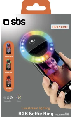 SBS RGB Selfie Ring Light til mobil, hvitt og farget lys