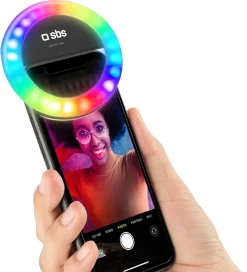 SBS RGB Selfie Ring Light til mobil, hvitt og farget lys