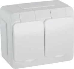 Schneider Aqua 2-veis utenpåliggende stikkontakt, IP44
