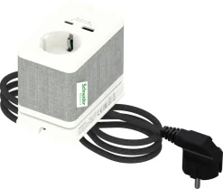Schneider Unica bordenhet med jordet stikkontakt og 2 USB-porter