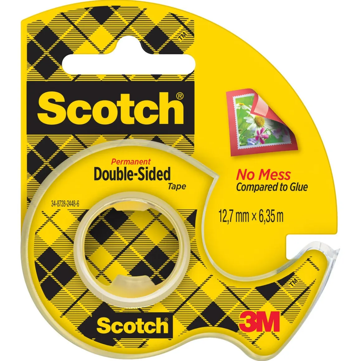 Scotch dobbeltsidig tape gjennomsiktig, 12,7 mm x 6,3 m