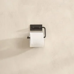 Selvheftende toalettpapirholder, svart