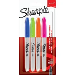 Sharpie merkepenn med fin spiss, blandede farger, 4-pakning