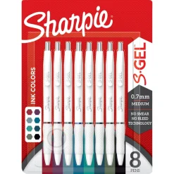 Sharpie S-Gel gelpenn 0,7 mm, blandede farger, 8-pakning