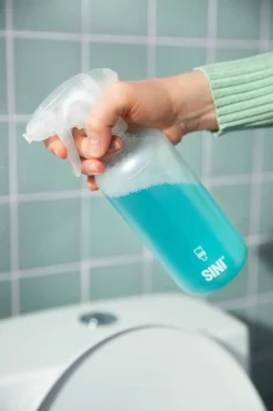 Sini toalettrengjøring sprayflaske og 2 tabs, startsett