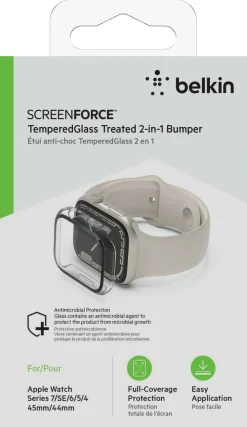 Skjermbeskyttelse for Apple Watch SE1/2/3 / 44 / 45, Belkin ScreenForce