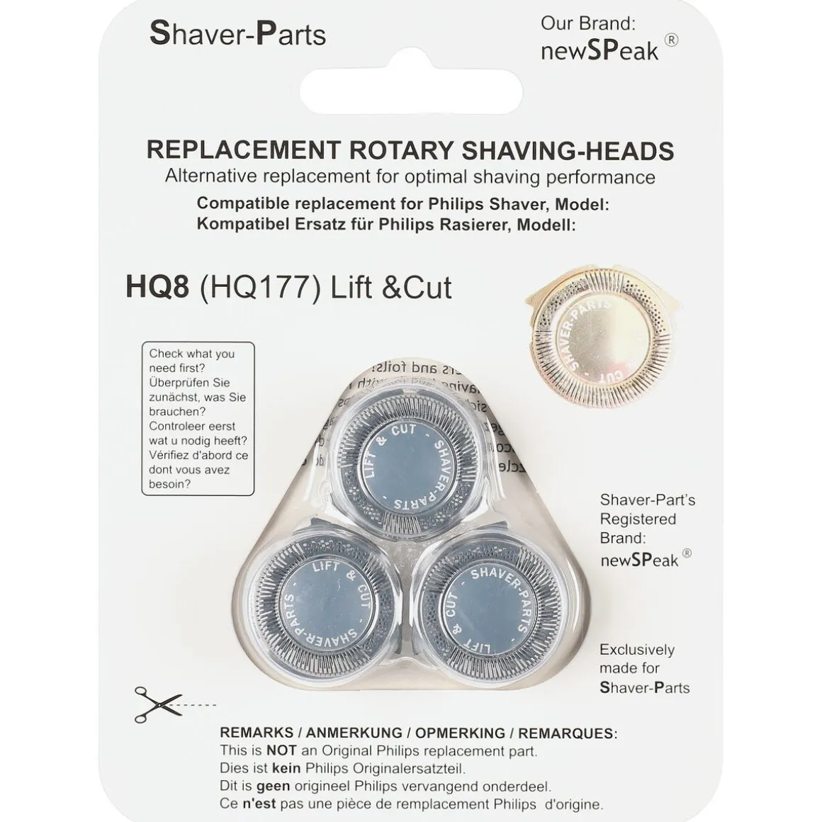 Skjærehode HQ8 Lift&Cut til Philips barbermaskin, 3-pakning